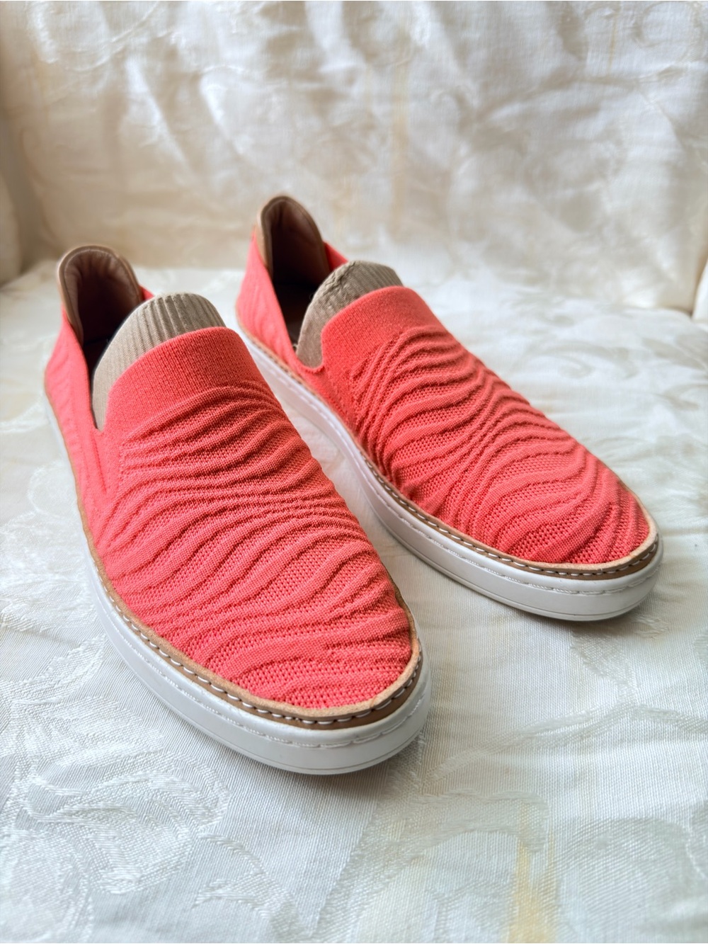 UGG Coral Knit Slip-On Sneakers with White Sole